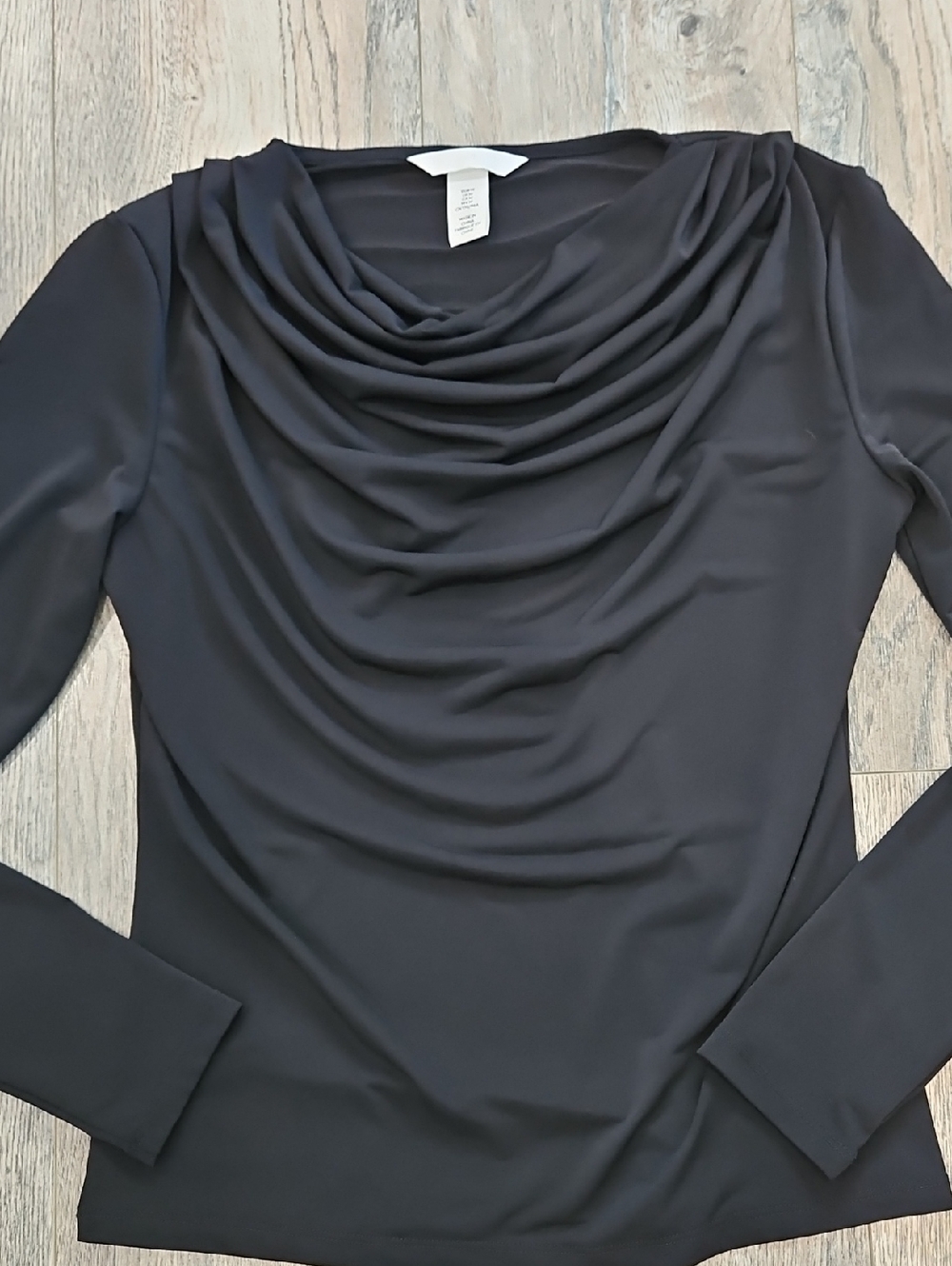 H&M Women’s Black Draped Cowl Neck Long Sleeve Top